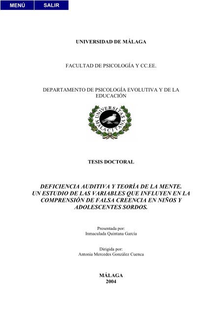 deficiencia auditiva y teorÃ­a de la mente. un estudio ... - cultura Sorda