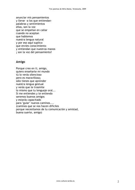 Tres poemas de Mirla Matos - cultura Sorda