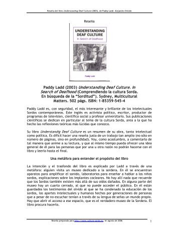 Paddy Ladd (2003) Understanding Deaf Culture. In - cultura Sorda