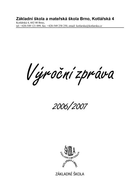 VÃ½roÄ nÃ zprÃ¡va ZÃ¡kladnÃ Å¡koly - ZÅ a MÅ KotlÃ¡