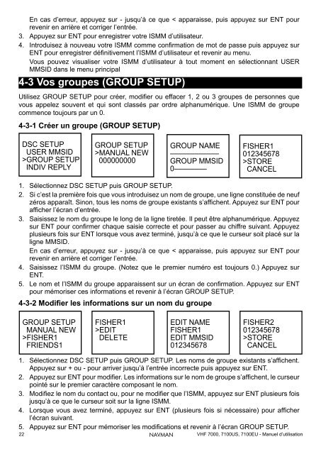 pour mÃ©moriser ces informations et revenir Ã  l ... - Navman Marine