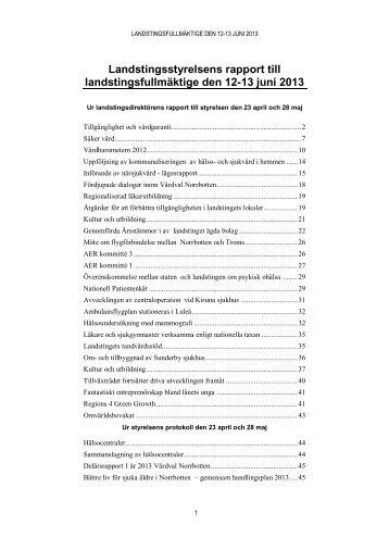 Landstingsstyrelsens rapport - Norrbottens lÃ¤ns landsting