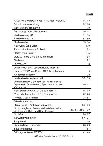 Allgemeine Wettkampfbestimmungen, Meldung 14, 15 ... - ÃTB Wien