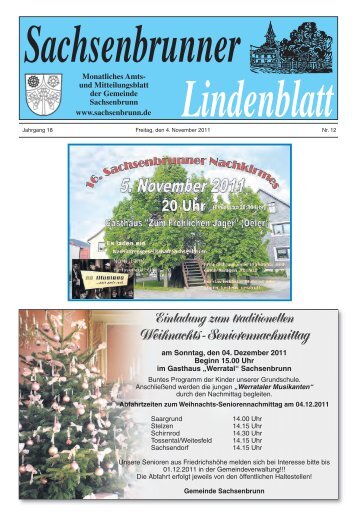 Weihnachts-Seniorennachmittag - Gemeinde Sachsenbrunn