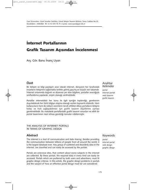 Ä°nternet PortallarÄ±nÄ±n Grafik TasarÄ±m AÃ§Ä±sÄ±ndan Ä°ncelenmesi