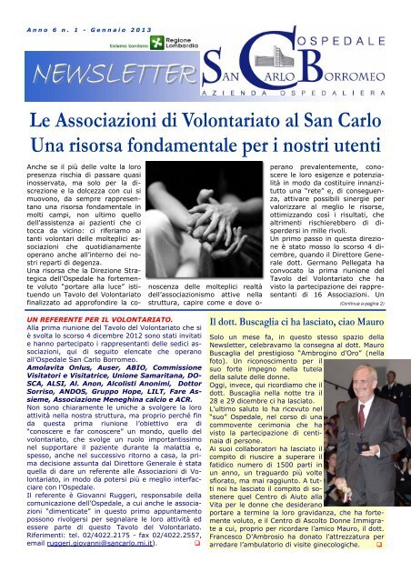 Anno 6, n. 1 - gennaio 2013 - Ospedale San Carlo Borromeo