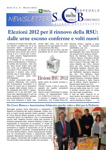 Anno 5, n. 3 - marzo 2012 - Ospedale San Carlo Borromeo