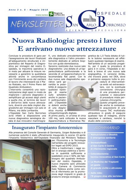 Anno 3, n. 5 - maggio 2010 - Ospedale San Carlo Borromeo