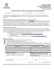 2012-2013 Parent Tax Return Transcript and Income Verification