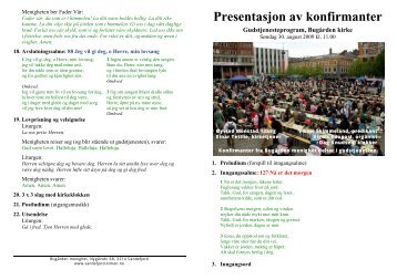 Presentasjon av konfirmanter - Sandefjord kirkelige fellesrÃ¥d