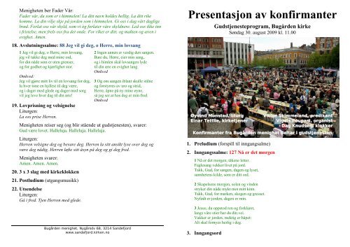 Presentasjon av konfirmanter - Sandefjord kirkelige fellesrÃ¥d