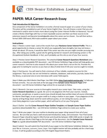 PAPER: MLA Career Research Essay