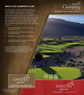 WhAt is thE ChAMpioN's Club? - Sandia Golf Club