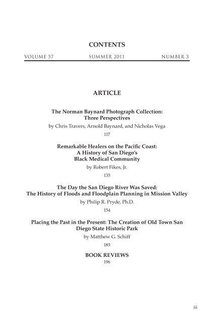 Summer 2011, Volume 57, Number 3 - San Diego History Center