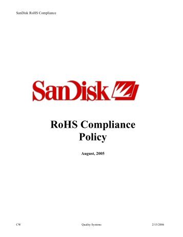 RoHS Compliance Policy - SanDisk