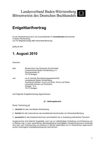 Entgelttarifvertrag - Börsenverein des Deutschen Buchhandels
