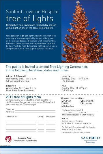 tree of lights - Sanford Luverne