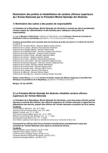 Nomination des prÃ©fets et rÃ©habilitation de certains ... - Sangonet