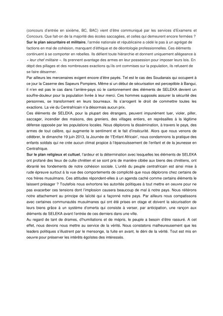 Dossier de la crise humanitaire en Centrafrique et la ... - Sangonet