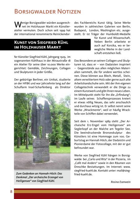 Unser Borsigwalde, Ausgabe 6, Sommer 2007 - Emine DemirbÃ¼ken ...