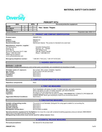 MATERIAL SAFETY DATA SHEET PERCEPT RTU - Sani-Sol