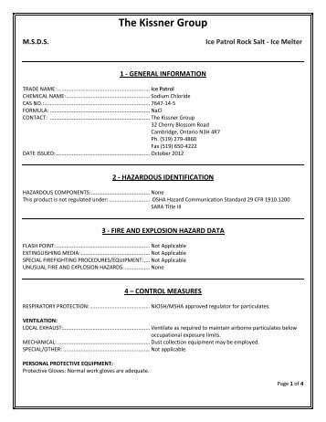 The Kissner Group - MSDS