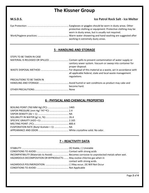 The Kissner Group - MSDS