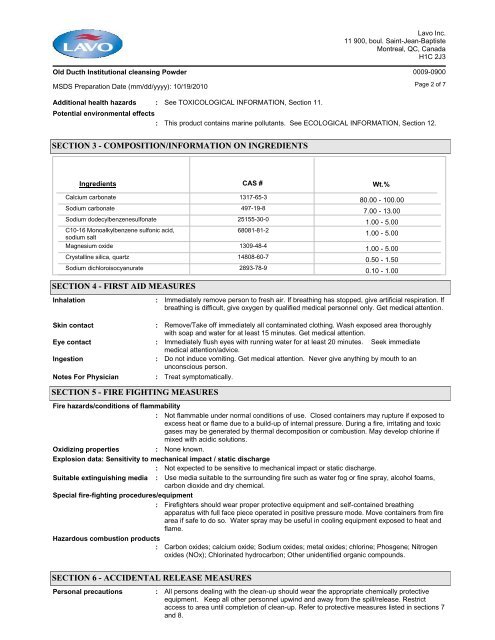 MATERIAL SAFETY DATA SHEET - Groupe Sani Marc