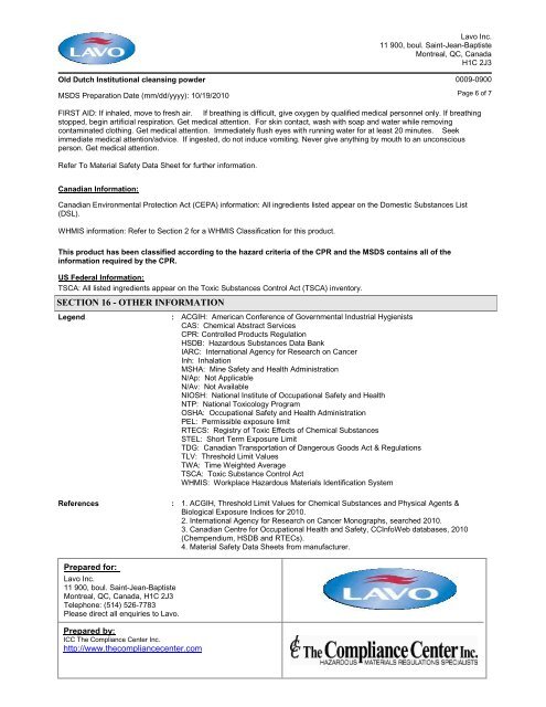 MATERIAL SAFETY DATA SHEET - Groupe Sani Marc