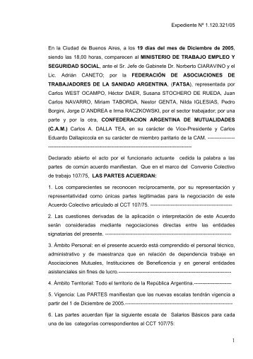 Convenio Colectivo de Trabajo CCT 107/75 - Fatsa