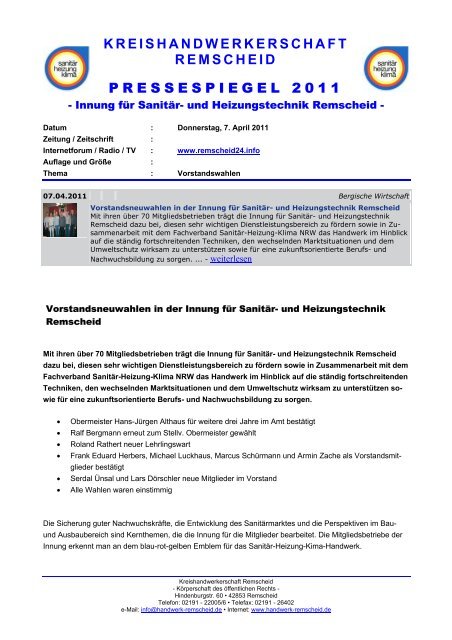 Vorstandsneuwahlen In Der Innung Fa R Sanita R Und Heizungstechnik