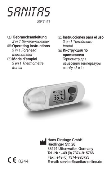 D Gebrauchsanleitung 3 in 1 Stirnthermometer G ... - Sanitas