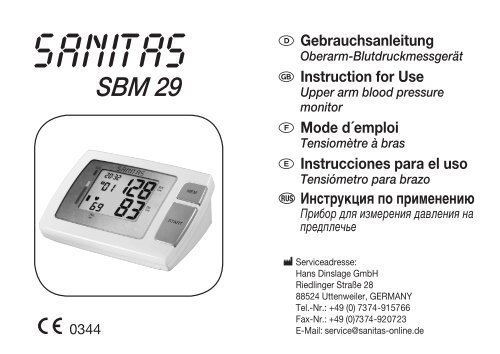 User manual Sanitas SBM 03 (English - 18 pages)