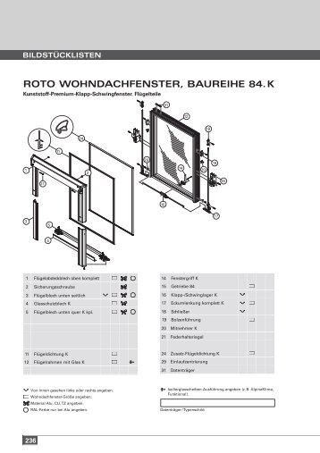 oder Bildstückliste Roto Fenster Baureihe 84. K - Diller Gmbh