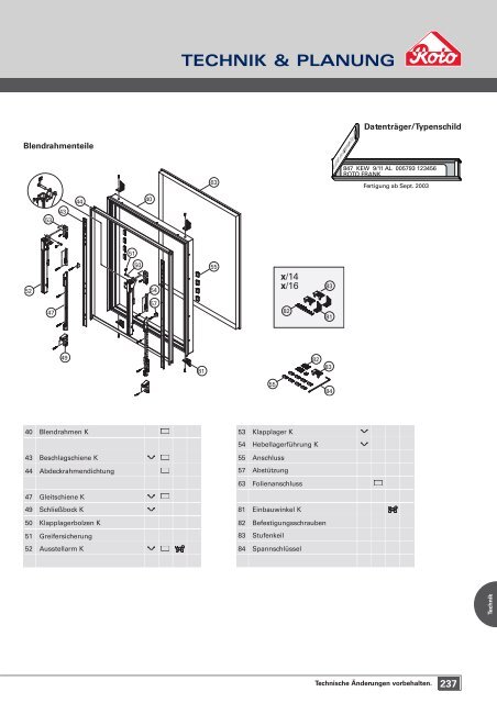 oder Bildstückliste Roto Fenster Baureihe 84. K - Diller Gmbh