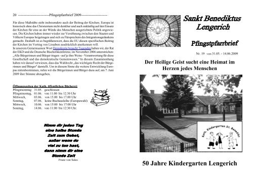 50 Jahre Kindergarten Lengerich - St. Benedikt Lengerich