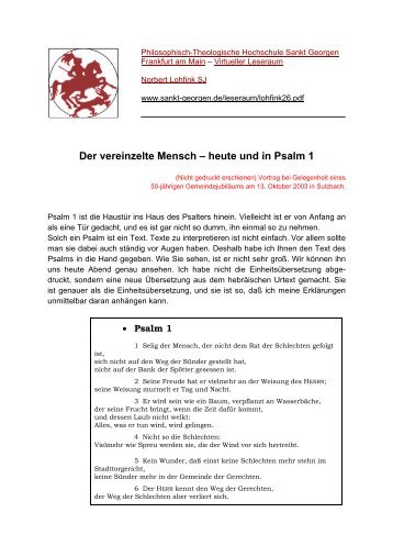 PDF: 99 KB. Der vereinzelte Mensch â heute und in Psalm 1