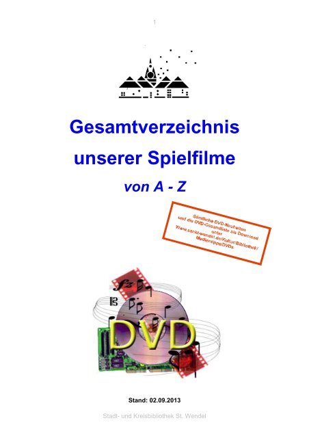 Gesamtverzeichnis Unserer Spielfilme Stadt St Wendel