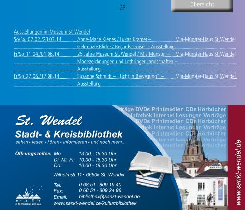 st. wendeler kulturveranstaltungs-kalender 2014 ... - Stadt St. Wendel