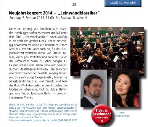 st. wendeler kulturveranstaltungs-kalender 2014 ... - Stadt St. Wendel