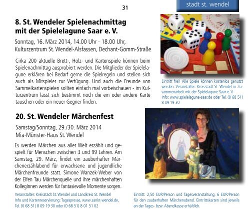 st. wendeler kulturveranstaltungs-kalender 2014 ... - Stadt St. Wendel