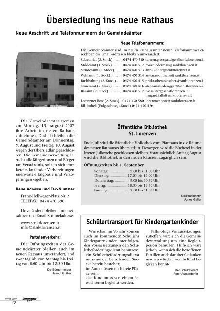 Lorenzner Bote - Ausgabe Juli/August 2007 (2,00 MB)