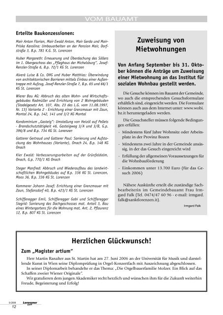 Lorenzner Bote - Ausgabe September 2006 (2,13 MB) (0 bytes)