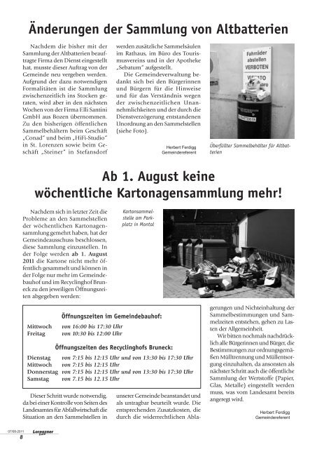 Lorenzner Bote - Ausgabe Juli/August 2011 (2,16 MB)