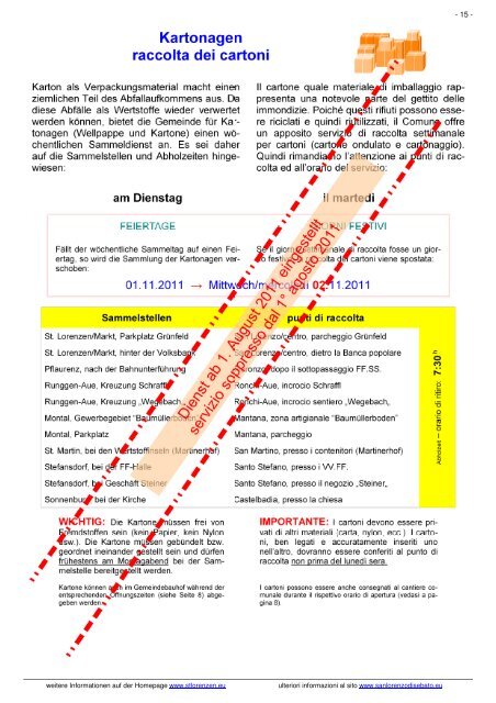 Der richtige Umgang mit dem Abfall Come smaltire correttamente i ...