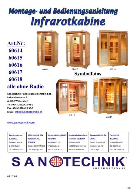 Art.Nr: 60614 60615 60616 60617 60618 alle ohne ... - Sanotechnik