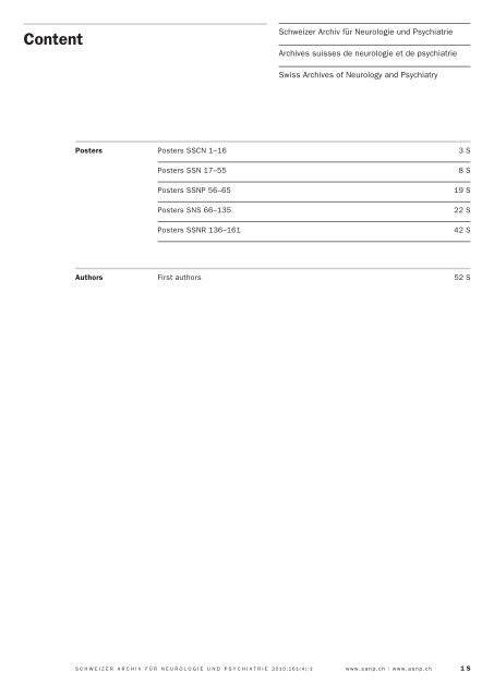Schweizer Archiv für Neurologie und Psychiatrie ... - Sanp.ch
