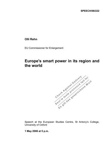 Europe's smart power in its region and the world - Europa