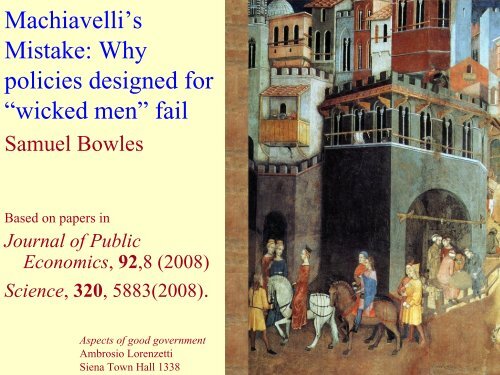 Machiavelli's Mistake - Santa Fe Institute