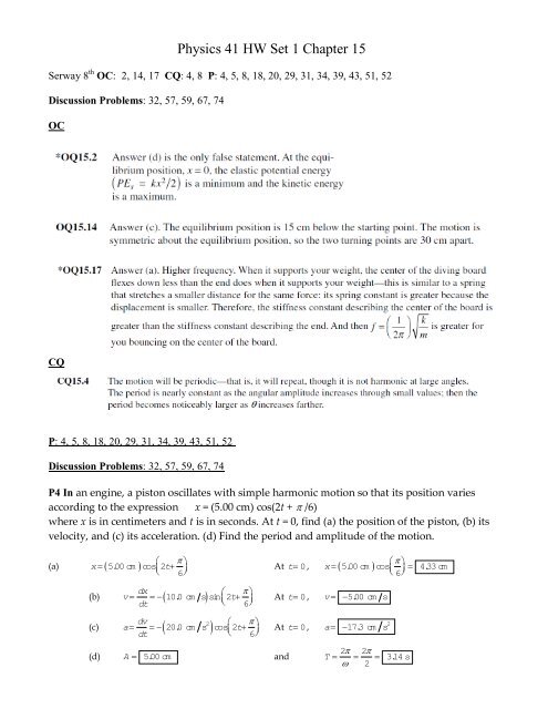 Physics 41 HW Set 1 Chapter 15